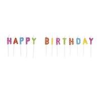 Rayher Set de bougies stick « Happy Birthday », multicolore, 13 pces., lettres individuelles, majuscules, 5mm ø, H. 5,5cm, anniversaire, jubilé-31595999