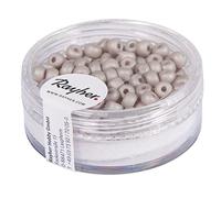 Rayher Silk-Bead Perles de rocailles en verre p bijoux 120pc 4mmø taupe, 14690535