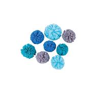 Rayher Soft Tulle Pompons assort. ø4cm+ø5cm bte LS 8pcs tons bleu-Gris, 76013376