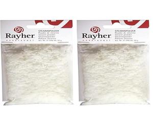 Rayher Stéarine, Blanc, 1 PCE., Poudre 50g, Point de Fusion 56°C, Produit Naturel, Arts créatifs, Cire, bougie-3104800 (Lot de 2)