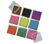 Rayher tampon encreur lot de 9 coloris de 3,5 x 3,5 cm chacun coussins encreurs idéal pour créer de jolis embellissements sur du papier, tissu, bois tampon encreur pour scrapbooking multicolore