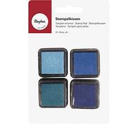 Rayher Tampon encreur Mini kit - Boys, 3x3cm, Teintes ble
