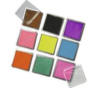 Rayher Tampon encreur Scrapbooking Set 9 couleurs 3,5 x 3,5 cm