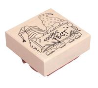 Rayher Tampon, motif avec lutins « FROHES FEST », bois, 1 pce., 6X6cm, arts créatifs, scrapbooking, cadeaux, Noël-29270000
