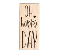 Rayher Tampon, motif OH HAPPY DAY, bois, 1 pce., 3x7cm, arts créatifs, scrapbooking, cadeau, anniversaire, mariage-29272000