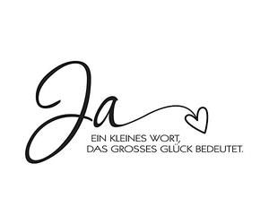 Rayher tampon oui, un petit motŠ tampon encreur représentant un oui en allemand avec un coeur sur la lettre a parfait pour vos faire parts de mariage, scrapbooking tampon décoratif de 5 x 9 cm