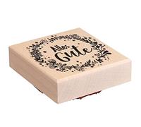 Rayher Tampon scrapbooking Couronne de fleurs "Alles Gute" 7x7cm rouge, 29232000, Naturel