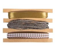 Rayher Trio Cordon 1mm et Ruban pour décoration 1cm 3X 3m Lot de 9m Or, 55965616