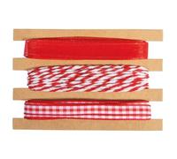 Rayher Trio Cordon 1mm +Ruban pour décoration 1cm 3x3m Rouge Classique, 55965287