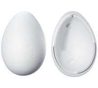 Rayher Œuf en polystyrène 2 demi-coquilles creux Hauteur 30 cm Blanc