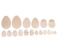 Rayher œufs de pâques en bois plaqué faux œufs 2-8cm, 1mm 18pc nature, 46784505