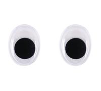 Rayher Yeux mobiles, blanc-noir, 1 lot, 10 pces, 5 paires, ovale ø12mm, plastique, brillant, autocollant, arts créatifs, figurines- 8919200