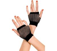 rayinblue Mitaines en résille pour femme - Noir - Style rétro années 80 - En nylon extensible - Pour filles - Pour danse, discothèque, fêtes costumées, accessoires, Court