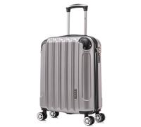 RAYKONG Valise cabine 55x40x20cm (44L) Polycarbonate - Capacité Maximale - serrure integrée - 20 Pouces - (RK04|Argent)