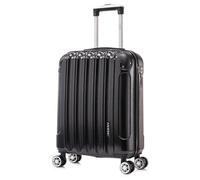 RAYKONG Valise cabine 55x40x20cm (44L) Polycarbonate - Capacité Maximale - serrure integrée - 20 Pouces - (RK04|Noir)