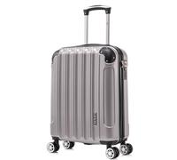 RAYKONG Valise Cabine 55x40x20cm (44L) Polycarbonate - Capacité Maximale - Serrure integrée - 20 Pouces - (RK04|Argent)