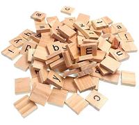 RAYLINEDO Lot de 100 lettres de l'alphabet en bois avec chiffres et mots en minuscules
