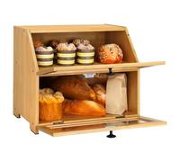 RayLove Boîte à pain en bambou - Boîtes à pain en bois - 2 couches - Utilisé pour le stockage du pains - À monter soi-même (Couleur Bois)