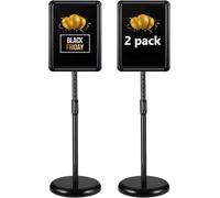 RayLove Lot de 2 Support d'information A4, support d'affichage, support de logo au sol, support de logo réglable, stand de notification de menu, Présentoir Publicitaire Remplaçable (Noir)