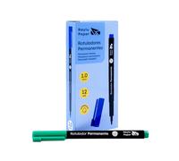 Raylu Paper 12 Marqueurs Permanents à Pointe Fine 1mm, Marqueur Permanent Vert à Séchage Rapide, Résistant à l'Eau et à la Décoloration, pour Bureau et École (Vert, 1 mm)