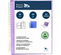 Raylu Paper-A4 Display Book With Transparent Plastic Pockets And Customisable Cover And Elastic Closure,Flexible Document Holder (20 Pockets,Purple)