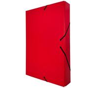 Raylu Paper - Chemise Cartonnée A4, Taille 34 x 24 cm, Épaisseur 5 cm, Pochette de Rangement pour Papiers Administratifs à Fermetures Élastiques, Boîte pour Archives (Dos de 5 cm, Rouge)