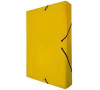 Raylu Paper - Chemise Cartonnée A4, Taille 34 x 24 cm, Épaisseur 5 cm, Pochette de Rangement pour Papiers Administratifs à Fermetures Élastiques, Boîte pour Archives (Dos de 5 cm, Jaune)