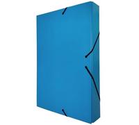 Raylu Paper - Chemise Cartonnée A4, Taille 34 x 24 cm, Épaisseur 5 cm, Pochette de Rangement pour Papiers Administratifs à Fermetures Élastiques, Boîte pour Archives (Dos de 5 cm, Bleu)