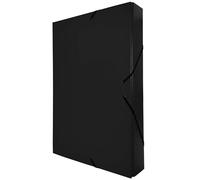 Raylu Paper - Chemise Cartonnée A4, Taille 34 x 24 cm, Épaisseur 5 cm, Pochette de Rangement pour Papiers Administratifs à Fermetures Élastiques, Boîte pour Archives (Dos de 5 cm, Noir)