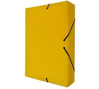 Raylu Paper - Chemise Cartonnée A4, Taille 34 x 24 cm, Épaisseur 7 cm, Pochette de Rangement pour Papiers Administratifs à Fermetures Élastiques, Boîte pour Archives (Dos de 7 cm, Jaune)