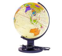 RAYLU PAPER - Globe terrestre illuminé et pivotant, cartographie et méridien Cadran du monde en espagnol, couleur crème (25 cm)