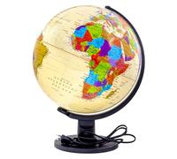 RAYLU PAPER - Globe terrestre illuminé et pivotant, cartographie et méridien Cadran du monde en espagnol, couleur crème (32 cm)