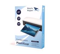 Raylu Paper - Lot de 100 Pochettes de Plastification Transparentes à Finition Brillante, Feuilles pour Plastifieuse Imperméables aux Bords Arrondis (125 Microns, A7)