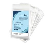 Raylu Paper - Lot de 100 Sachets Plastiques Transparents avec Fermeture Auto-Adhésive, Sacs en Plastique pour Nourriture ou autre Objet et Cadeaux de Fêtes ou Communions (Transparent, 25 x 35 cm)