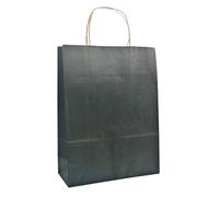 Raylu Paper - Lot de 25 Sacs en Papier Kraft avec Poignées Résistantes, Sacs en Papier Pour Cadeau D'anniversaire ou de Mariage, Personnalisables, 32x12x42 cm (Noir, Moyen)