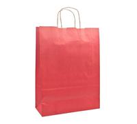 Raylu Paper - Lot de 25 Sacs en Papier Kraft avec Poignées Résistantes, Sacs en Papier Pour Cadeau D'anniversaire ou de Mariage, Personnalisables, 32x12x42 cm (Rouge, Moyen)