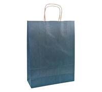 Raylu Paper - Lot de 25 Sacs en Papier Kraft avec Poignées Résistantes, Sacs en Papier Pour Cadeau D'anniversaire ou de Mariage, Personnalisables, 25x10x32 cm (Bleu Marine, Petit)