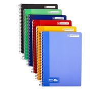 RAYLU PAPER Lot de 6 cahiers à couverture rigide à spirale, 80 feuilles 70 g, cahiers aux couleurs vives, cahiers pour école, bureau, notes et études (A5, quadrillé 5 mm)