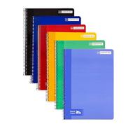 RAYLU PAPER Lot de 6 cahiers à couverture rigide à spirale, 80 feuilles 70 g, cahiers aux couleurs vives, cahiers pour école, bureau, notes et études (A4, quadrillé 4 mm)