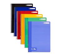 RAYLU PAPER Lot de 6 cahiers à couverture rigide avec spirale, 80 feuilles 70 g, cahiers aux couleurs vives, cahiers pour école, bureau, notes et études (uni, A4)