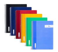 RAYLU PAPER Lot de 6 Cahiers Spirale A5 à Carreaux 4x4, Carnet de Notes Coloré avec Spirale, 80 Feuilles 90g et Couverture Polypropylène Résistante, Idéal École, Bureau et Études (A5, Peinture 3,5mm)