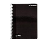 RAYLU PAPER Lot de 6 carnets A4 à spirales avec couverture rigide, 80 feuilles de 90 g, couleurs vives pour notes, études, bureau et université (Noir, Grille de 4 mm)