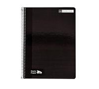 RAYLU PAPER Lot de 6 carnets A4 à spirales avec couverture rigide, 80 feuilles de 90 g, couleurs vives pour notes, études, bureau et université (Noir, Ligne de 3,5 mm)