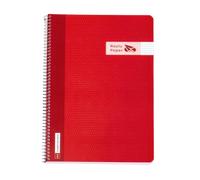 RAYLU PAPER Lot de cahiers A4 avec spirale et couverture en polypropylène résistant, 80 feuilles 90 g, carnet de couleurs vives pour notes, étude, bureau et université (rouge, quadrillage 4 mm)