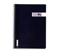 RAYLU PAPER Lot de cahiers A4 avec spirale et couverture en polypropylène résistant, 80 feuilles 90 g, carnet de couleurs vives pour notes, étude, bureau et université (noir, horizontal)