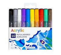 Raylu Paper - Marqueurs Acryliques Couleurs Vives, Marqueur Peinture Acrylique Multi-surface Pointe Ronde 2 mm, Haute Pigmentation, Encre Opaque à Base d’Eau et Séchage Rapide (Vifs, 10 pcs)
