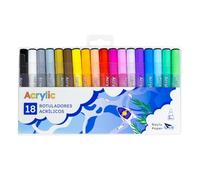 Raylu Paper Marqueurs Acryliques Couleurs Vives, Marqueur Peinture Acrylique Multi-surface Pointe Ronde 2 mm, Haute Pigmentation, Encre Opaque à Base d’Eau et Séchage Rapide (Vifs, 18 pcs)