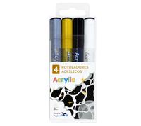 Raylu Paper Marqueurs Acryliques Métalliques, Marqueur Peinture Acrylique Multi-surface Pointe Ronde 2 mm, Haute Pigmentation, Encre Opaque à Base d’Eau et Séchage Rapide (Métalliques, 4 pcs)