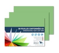 Raylu Paper - Papier Cartonné A3 Coloré, 50 Feuilles Cartonnées, Papier Epais de Couleur, pour l’Ecole, le Bureau, le Scrapbooking, les Activités Manuelles, 297 x 420 mm 180g/m² (Vert Pomme)