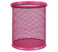 RAYLU PAPER - Pot à Crayon en Maille Métallique Ronde, Porte Crayon en Grille, Organisateur de Bureau, Surface Antidérapante, Porte Stylo Accessoire Bureau Diamètre 90 mm (Fuchsia)